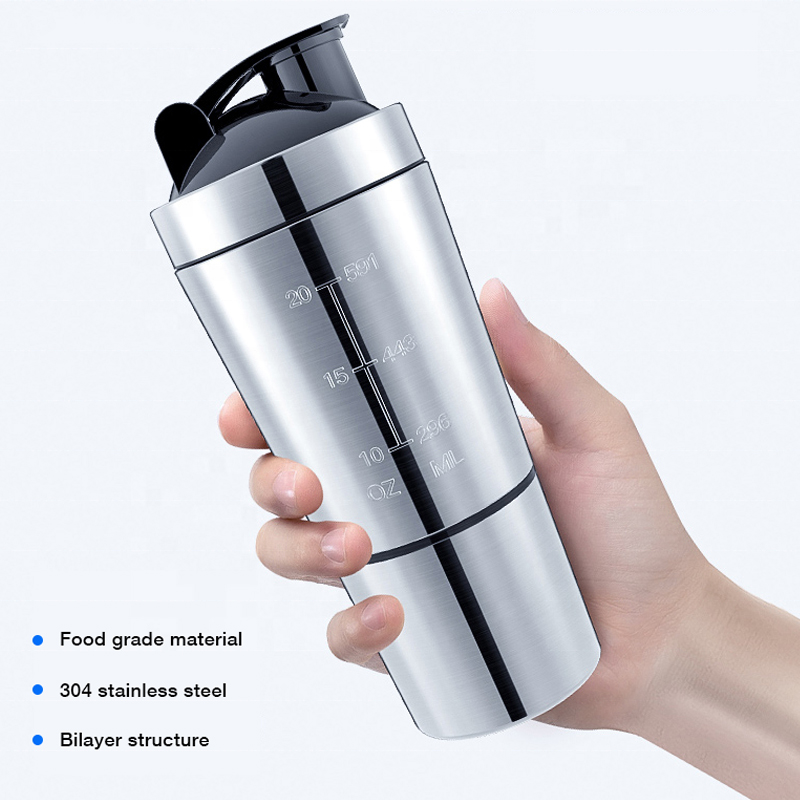 Nutrition Fitness - Stainless Steel Protein Shaker Cup Portable